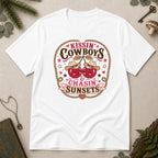 Kissin Cowboys and Chasin Sunsets T-Shirt - White