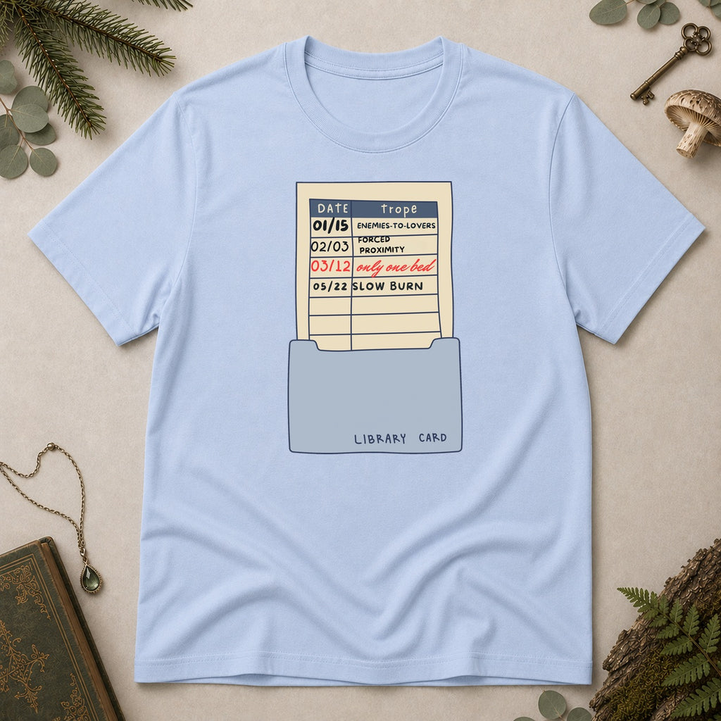 Library Card T-Shirt - Light Blue