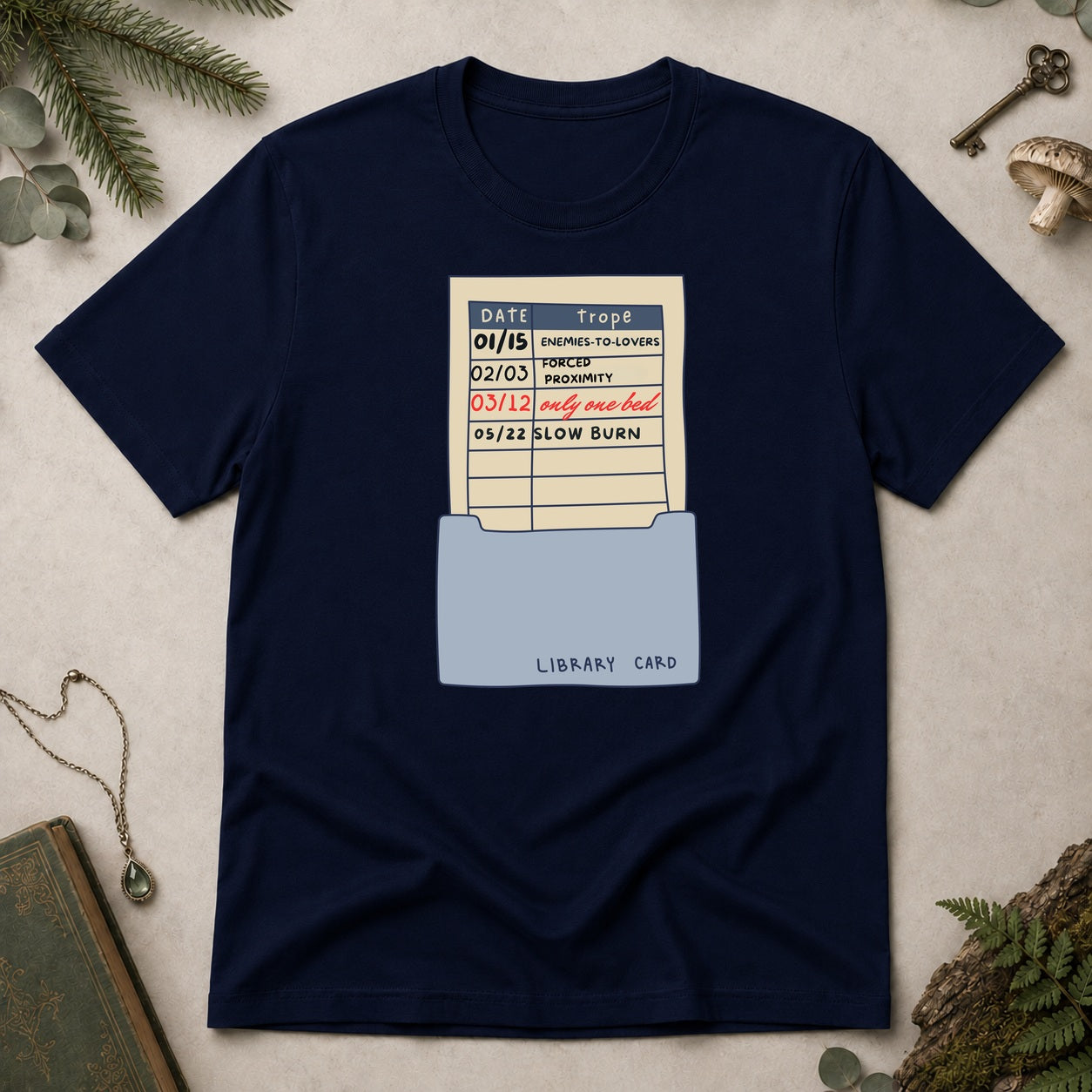Library Card T-Shirt - Navy