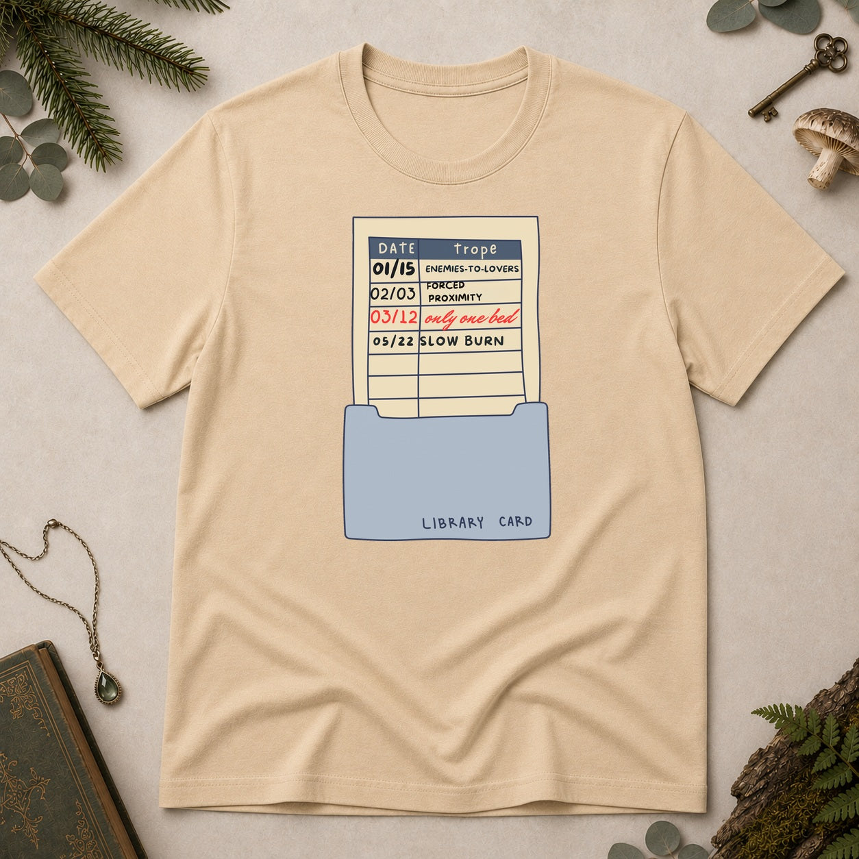 Library Card T-Shirt - Sand