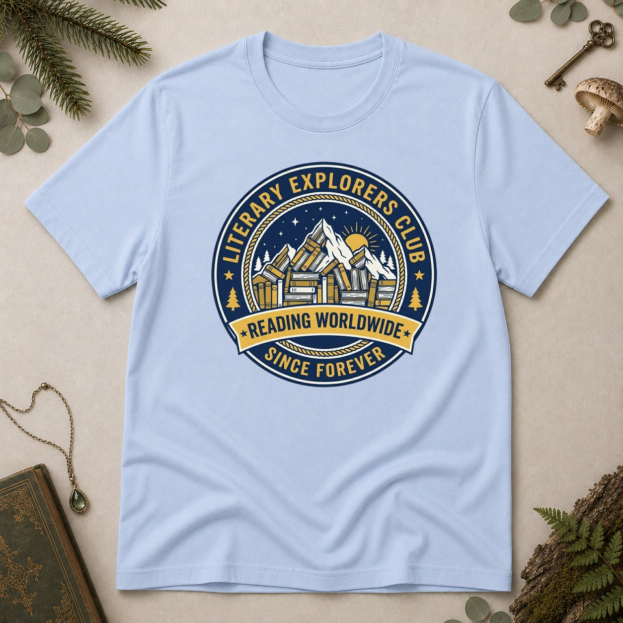 Literary Explorers T-Shirt - Light Blue