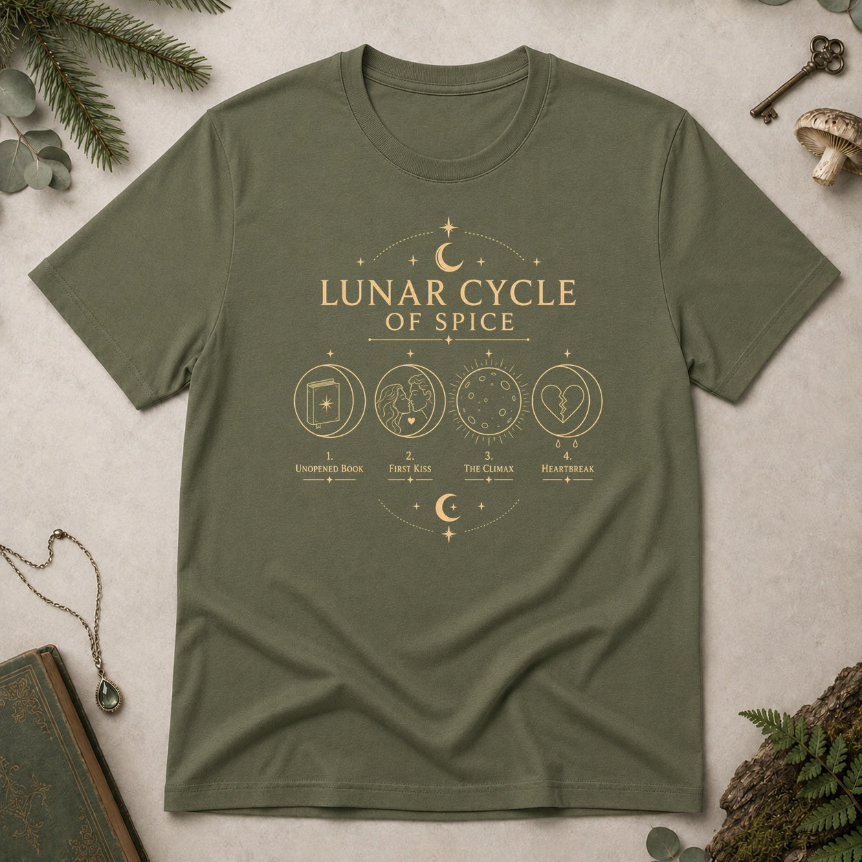 Lunar Cycle of Spice T-Shirt - Military Green