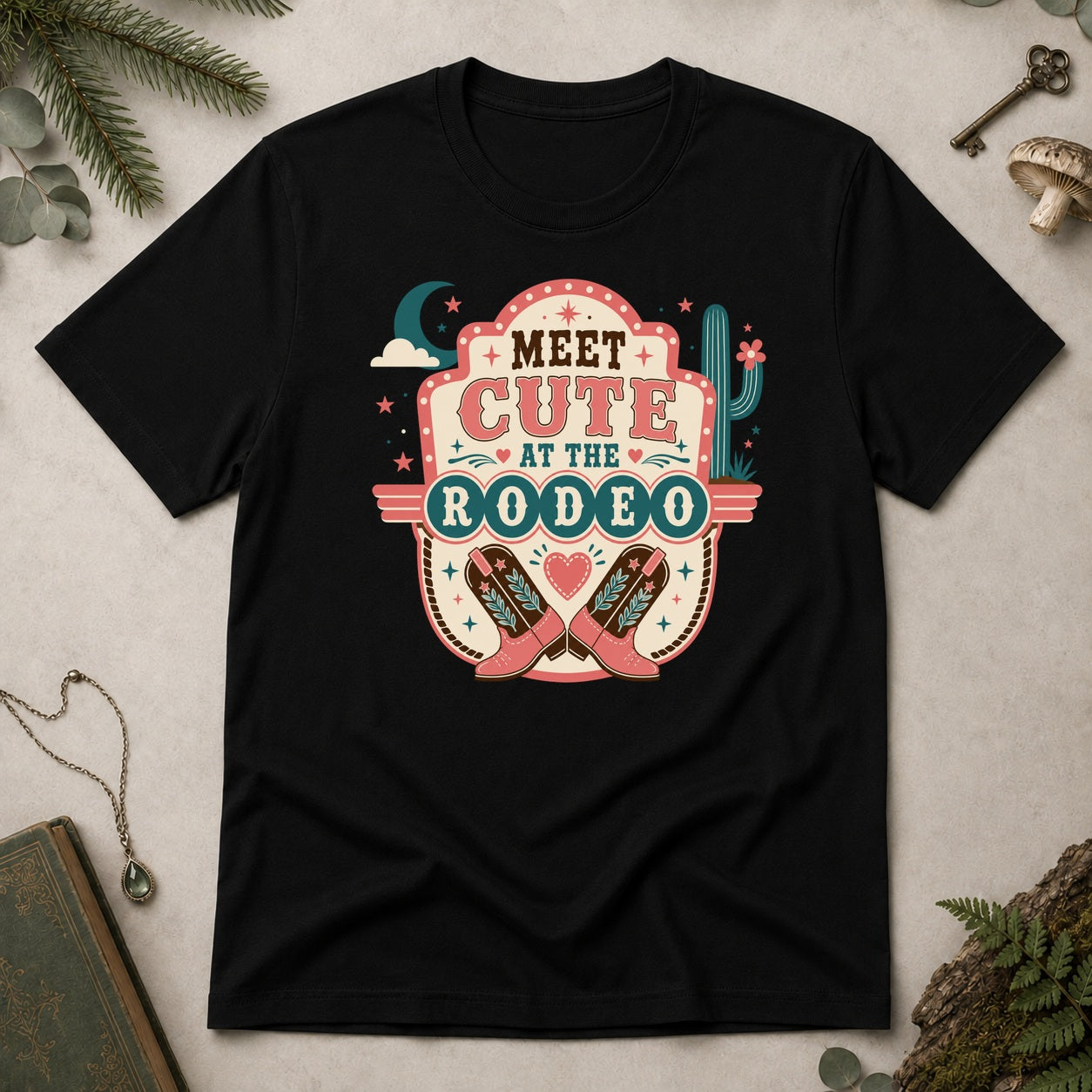 Meet Cute at the Rodeo T-Shirt - Black