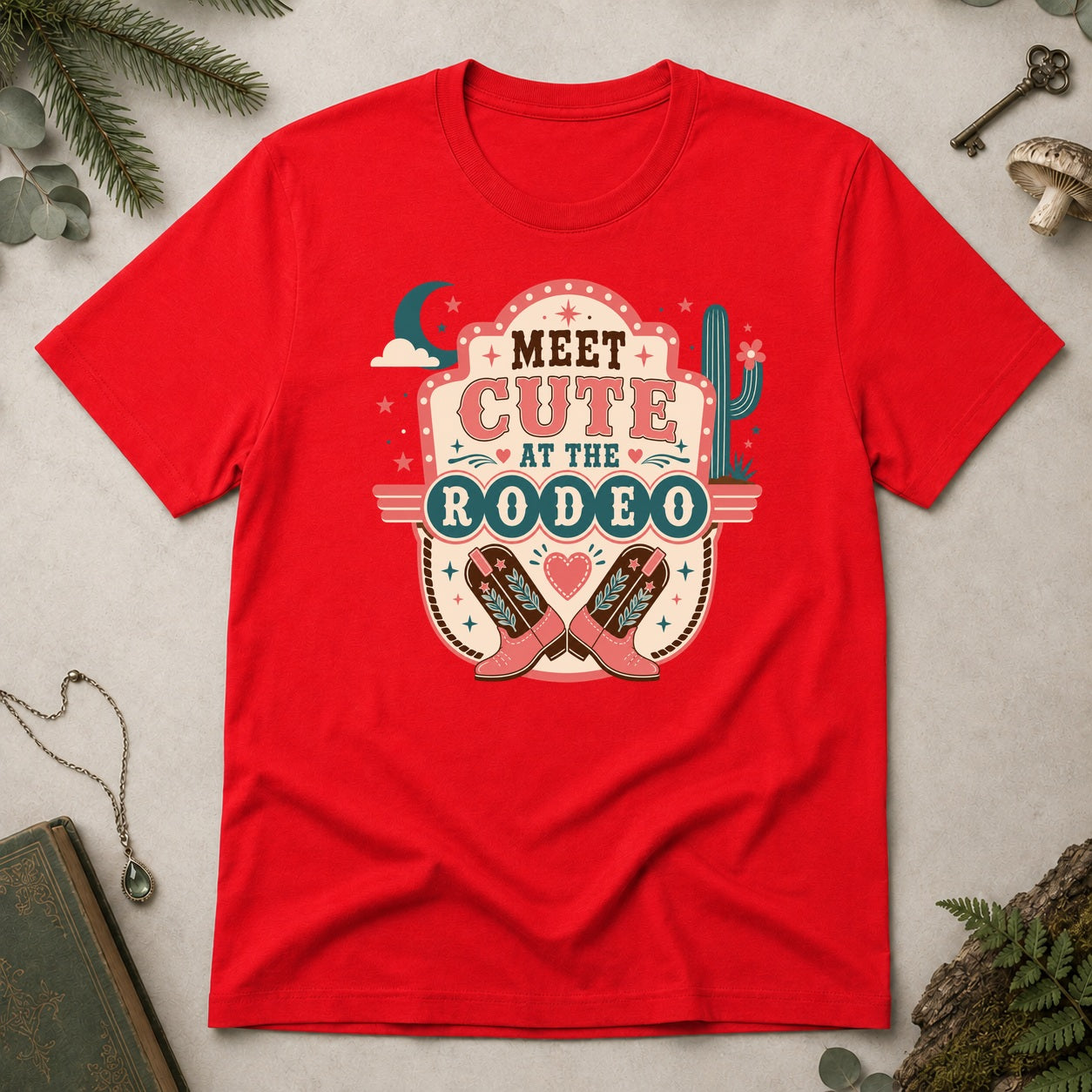 Meet Cute at the Rodeo T-Shirt - Red
