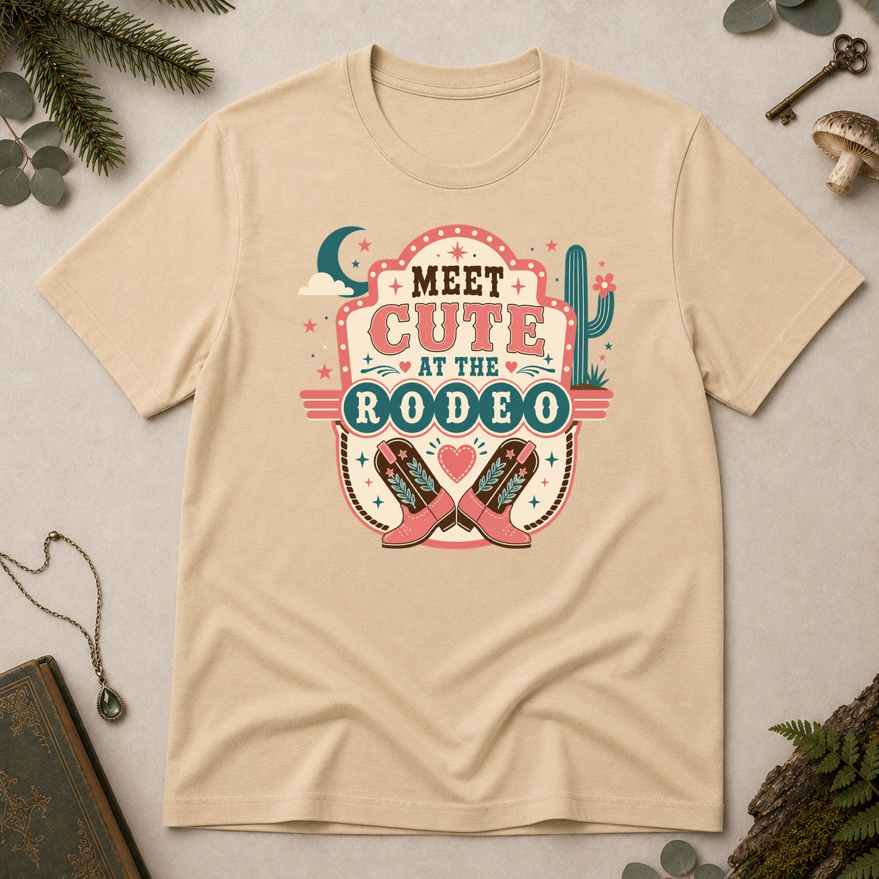 Meet Cute at the Rodeo T-Shirt - Sand
