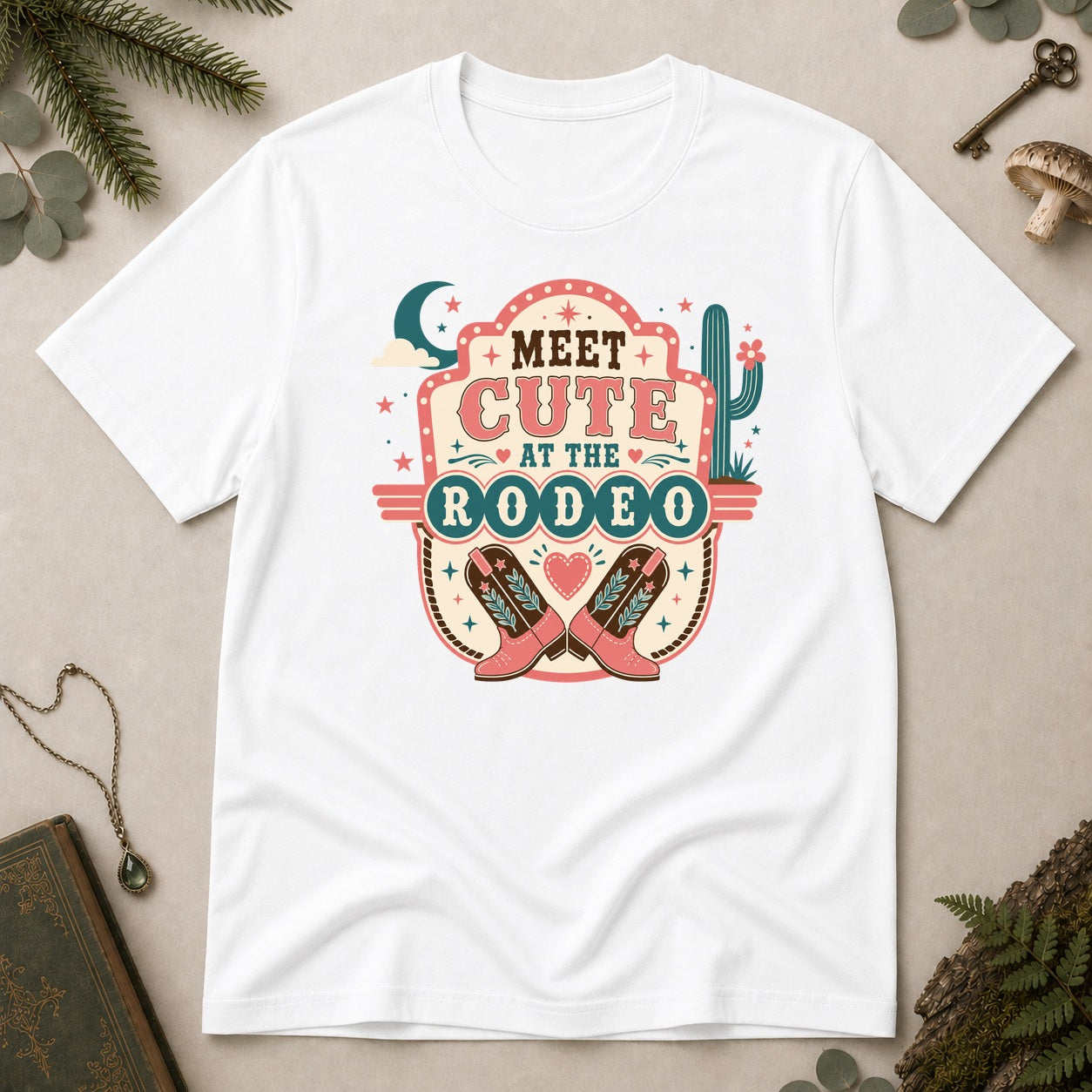 Meet Cute at the Rodeo T-Shirt - White