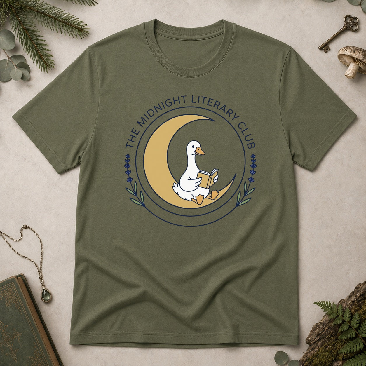 Midnight Literary Club T-Shirt - Military Green