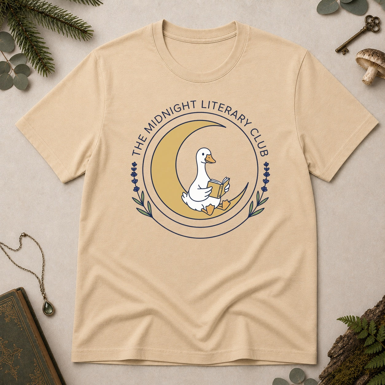 Midnight Literary Club T-Shirt - Sand