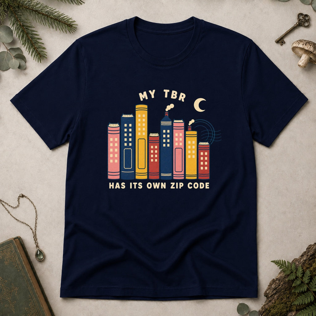 My TBR Has Its Own Zip Code T-Shirt - Navy