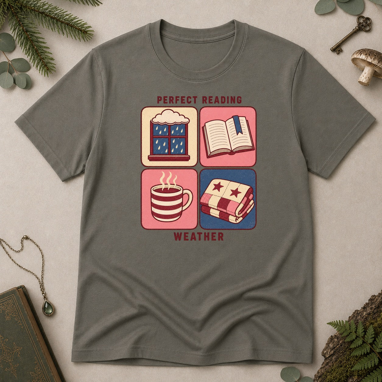Perfect Reading Weather T-Shirt - Charcoal