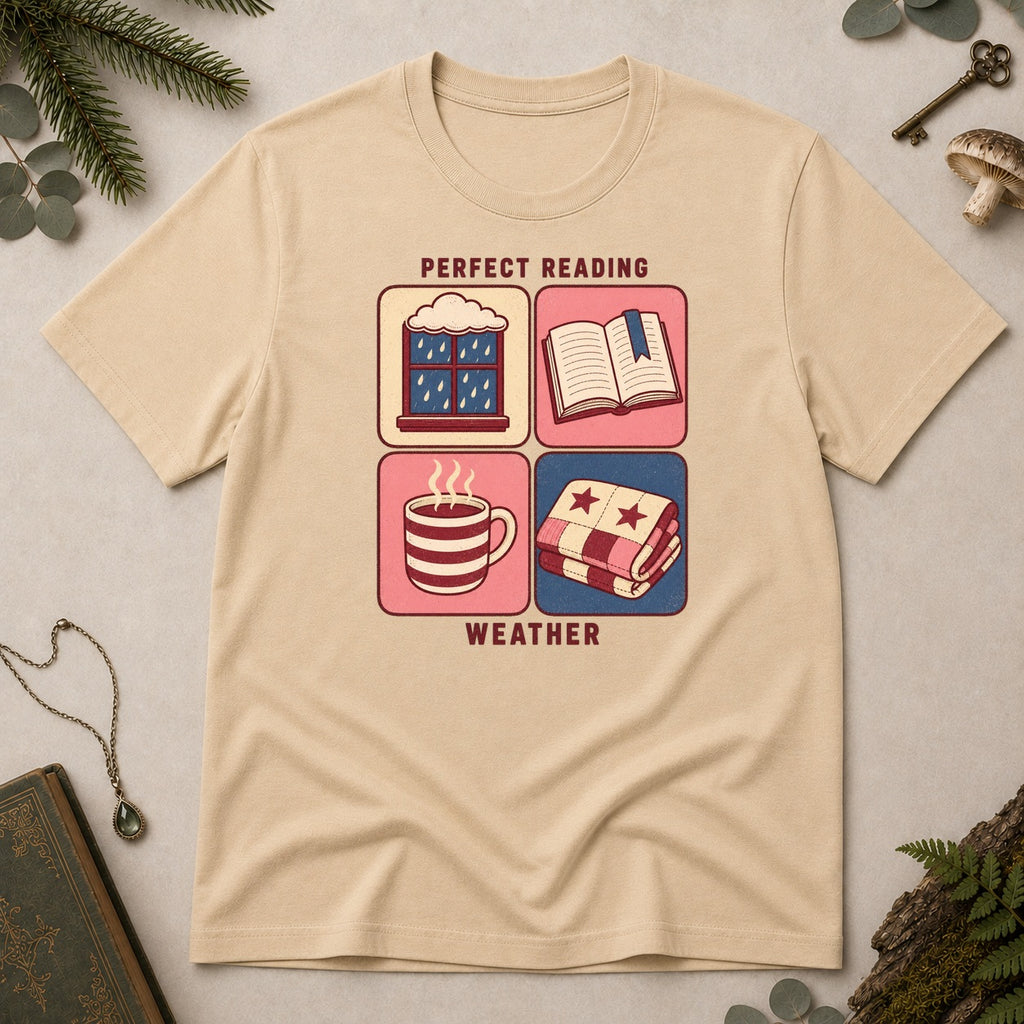 Perfect Reading Weather T-Shirt - Sand