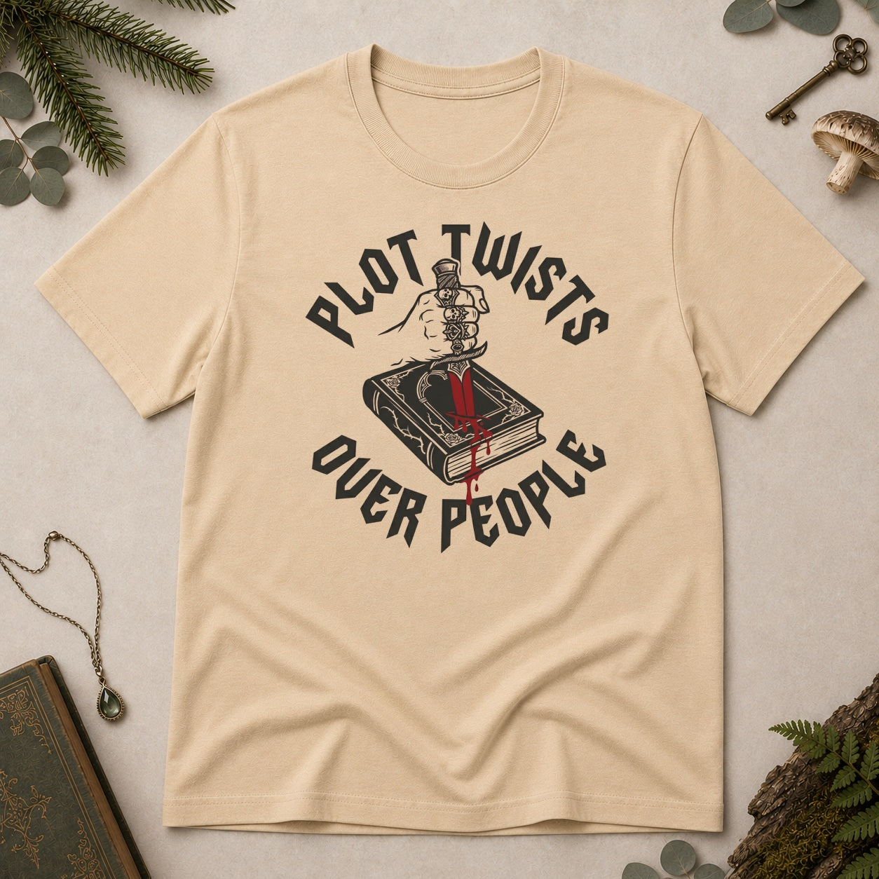 Plot Twists Over People T-Shirt - Sand