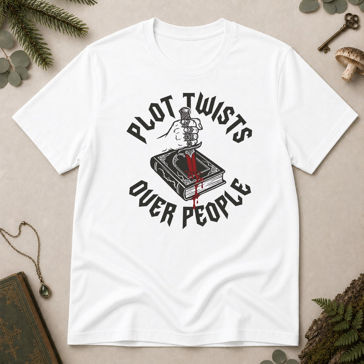 Plot Twists Over People T-Shirt - White
