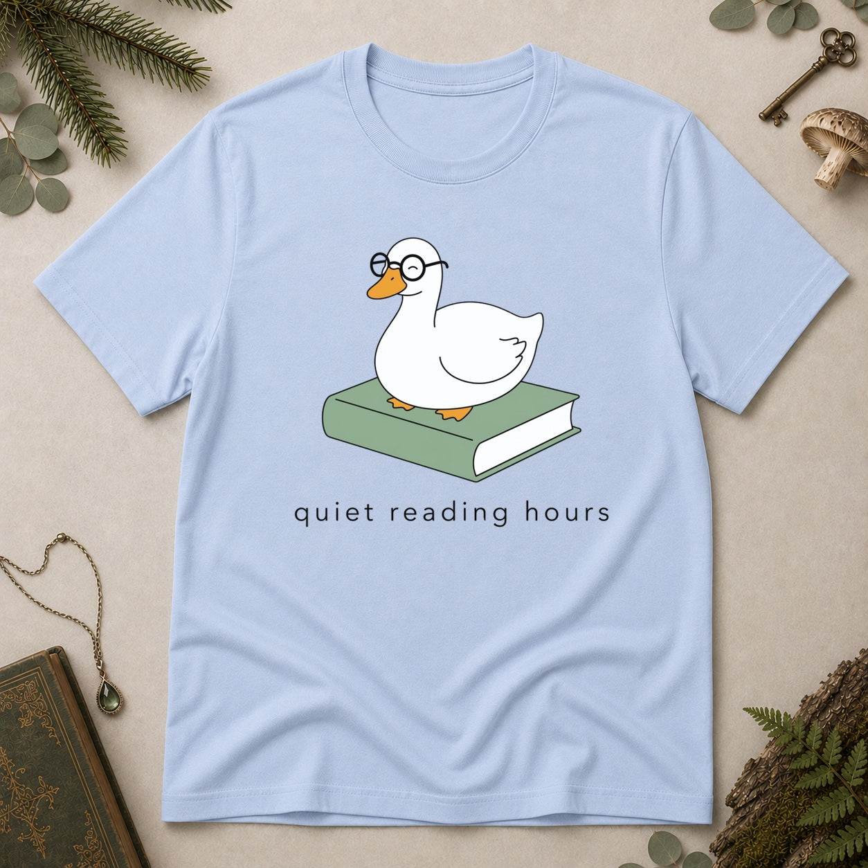 Quiet Reading Hours T-Shirt - Light Blue