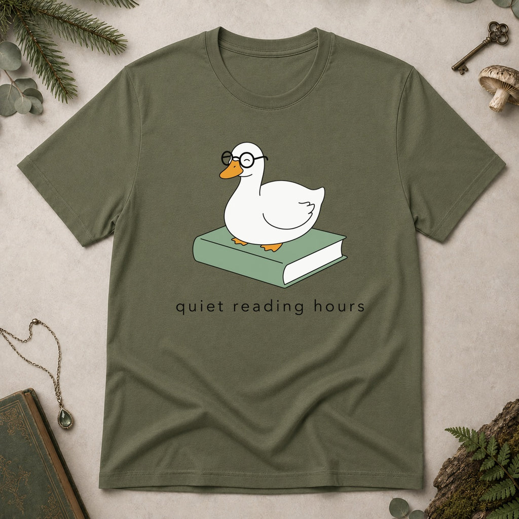 Quiet Reading Hours T-Shirt - Military Green
