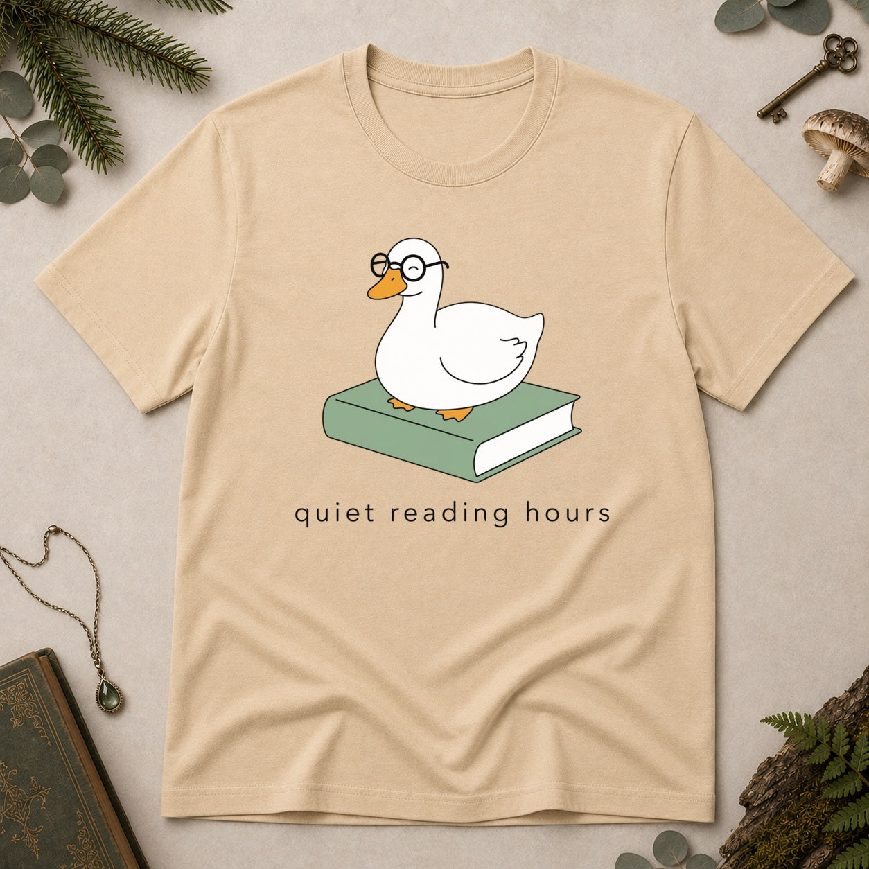 Quiet Reading Hours T-Shirt - Sand