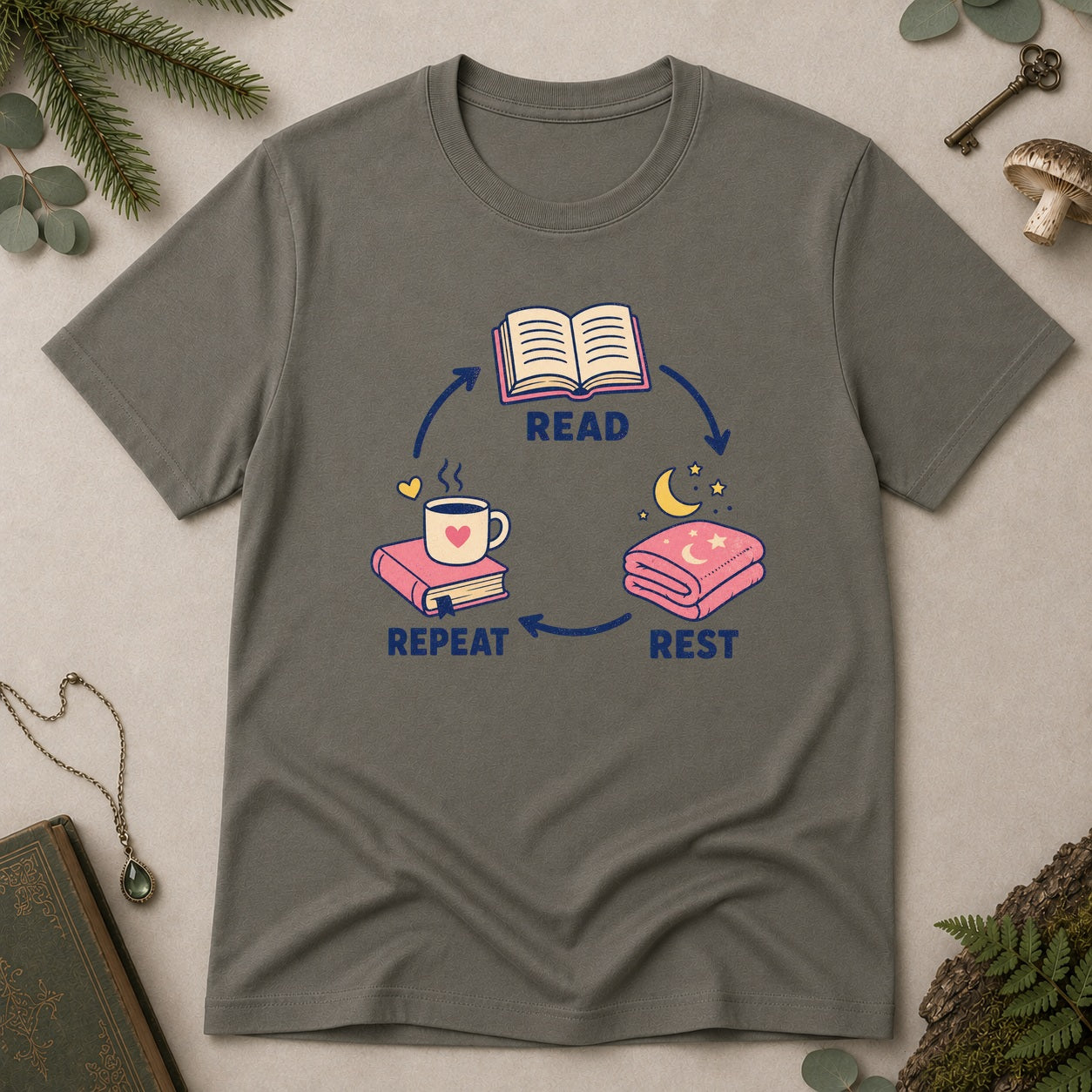 Read Rest Repeat T-Shirt - Charcoal