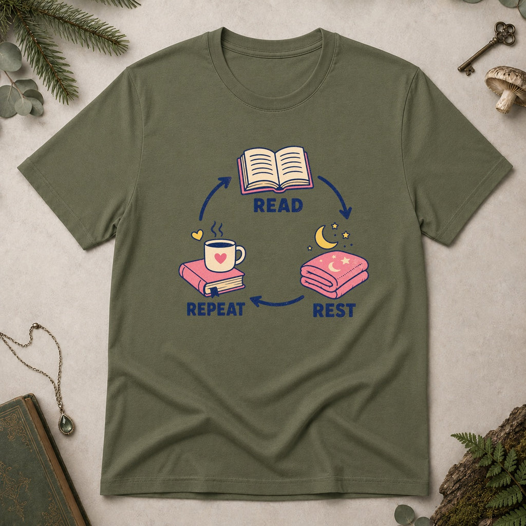 Read Rest Repeat T-Shirt - Military Green