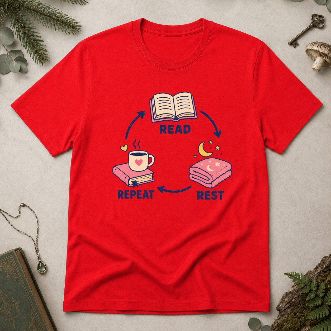 Read Rest Repeat T-Shirt - Red