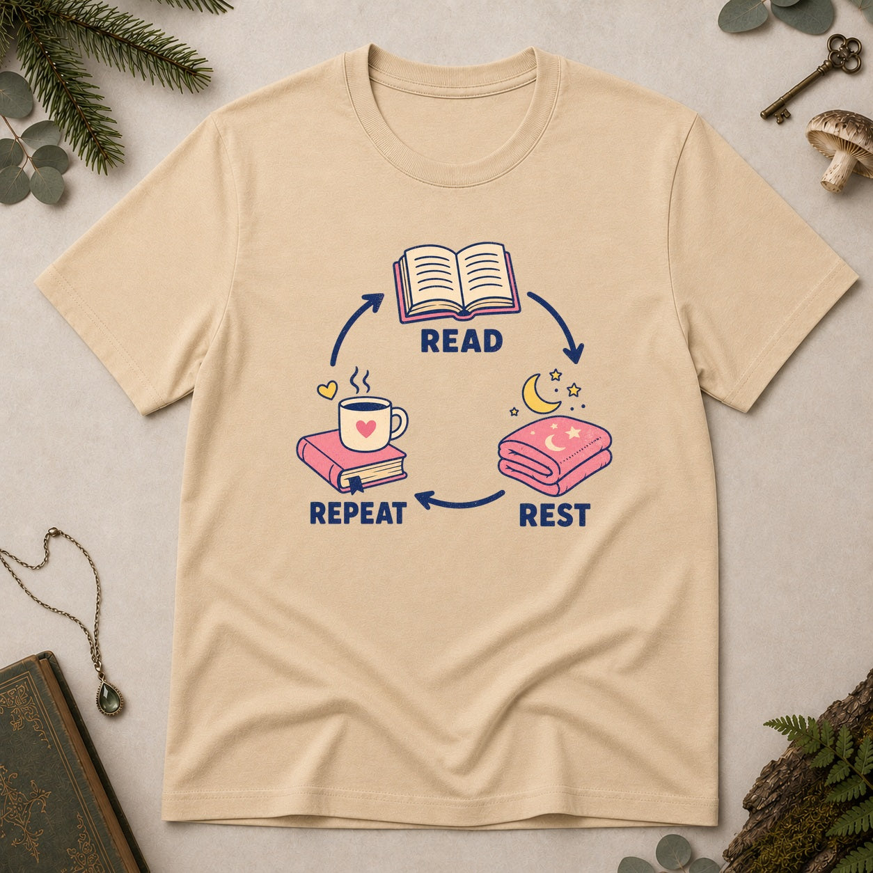 Read Rest Repeat T-Shirt - Sand