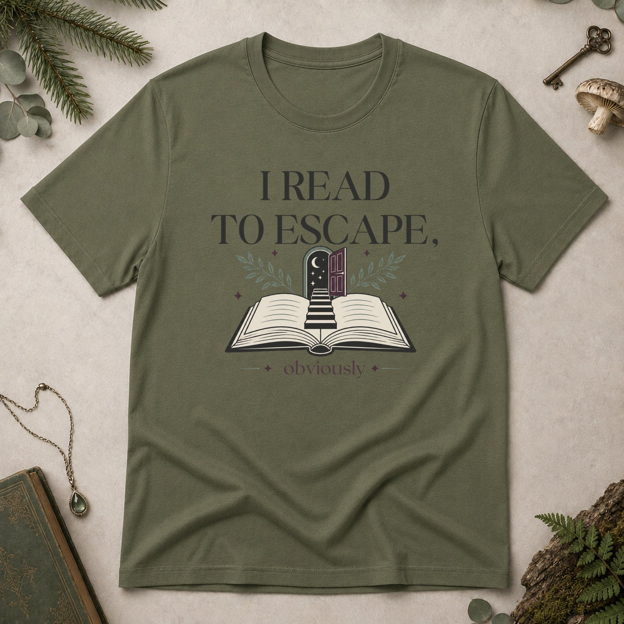 Read to Escape T-Shirt - Military Green