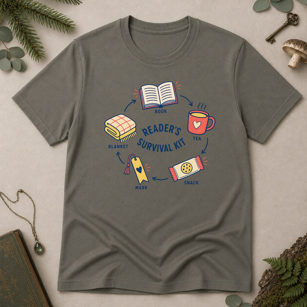 Reader's Survival Kit T-Shirt - Charcoal