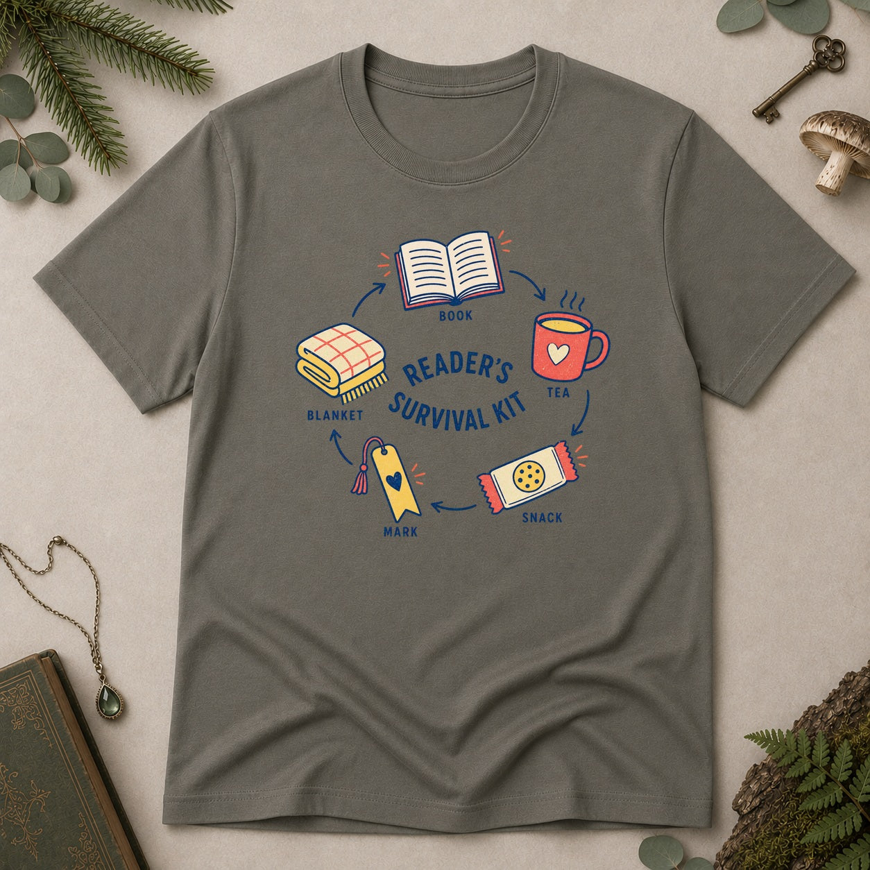 Reader's Survival Kit T-Shirt - Charcoal