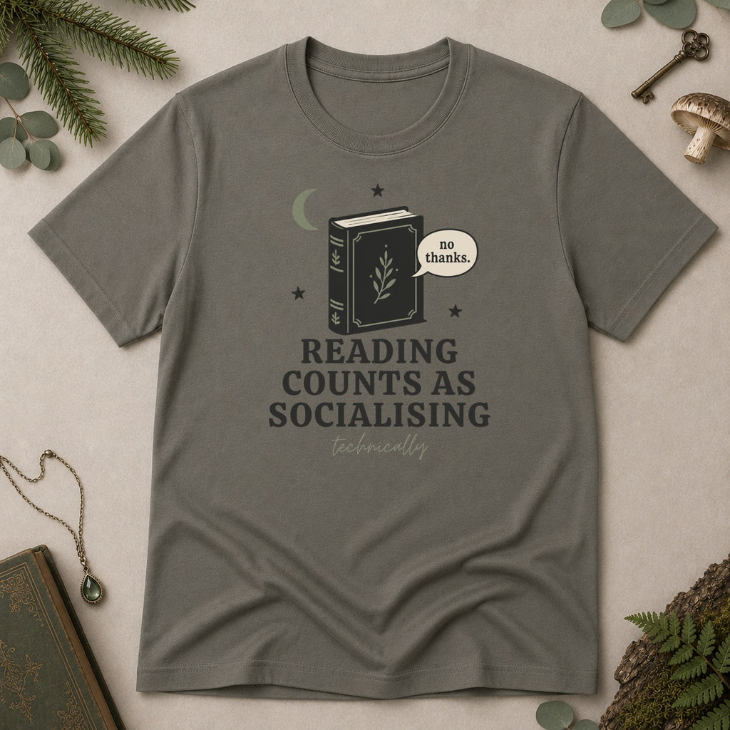 Reading is Socialising T-Shirt - Charcoal