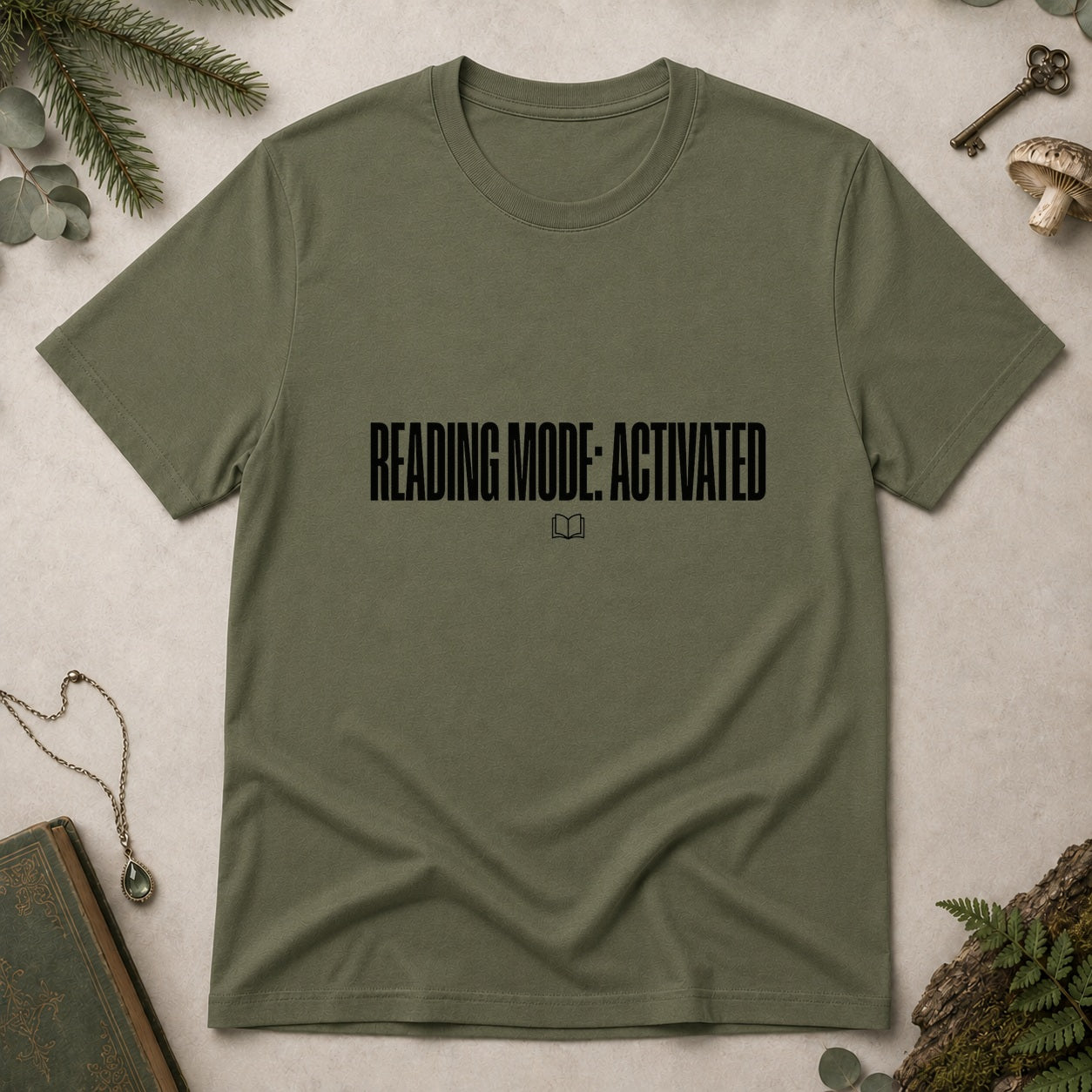 Reading Mode Activated T-Shirt - Military Green