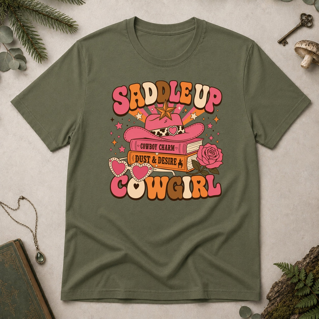 Saddle Up Cowgirl T-Shirt - Military Green