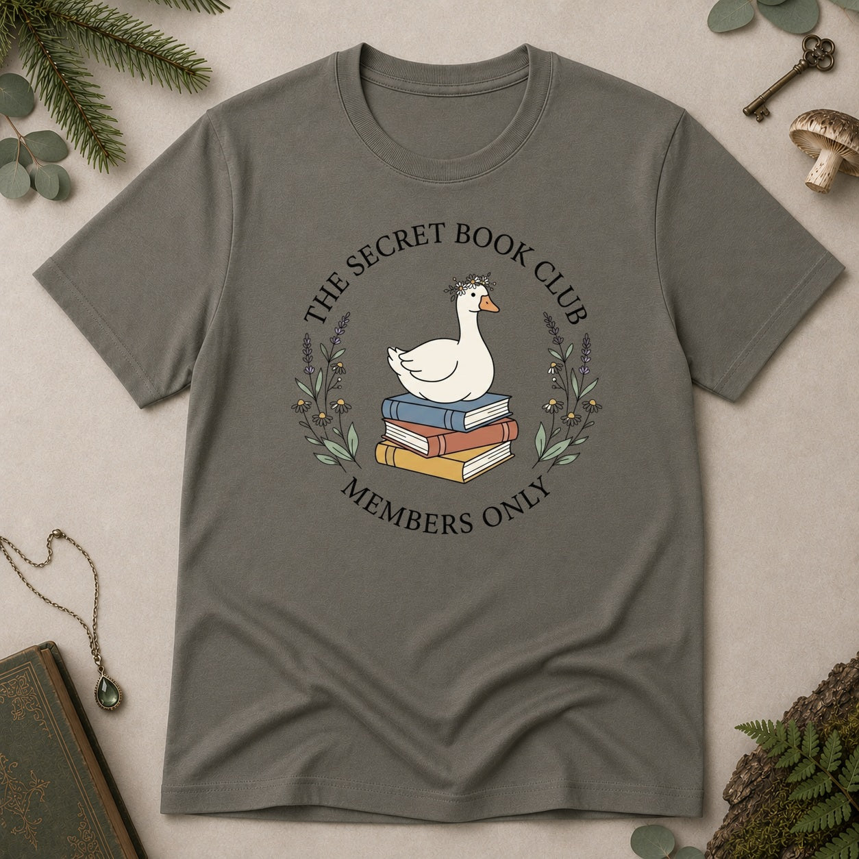 Secret Bookk Club T-Shirt - Charcoal