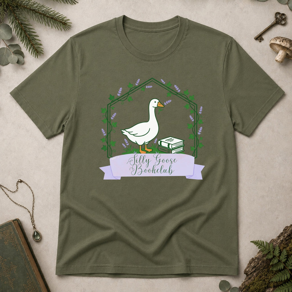 Silly Goose Bookclub T-Shirt - Military Green