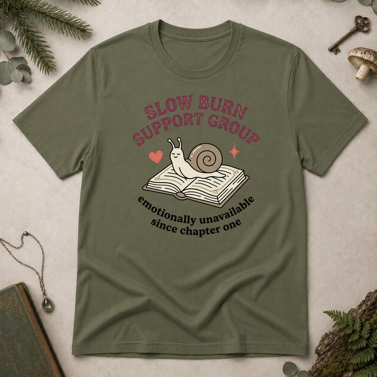 Slow Burn Support Group T-Shirt - Military Green
