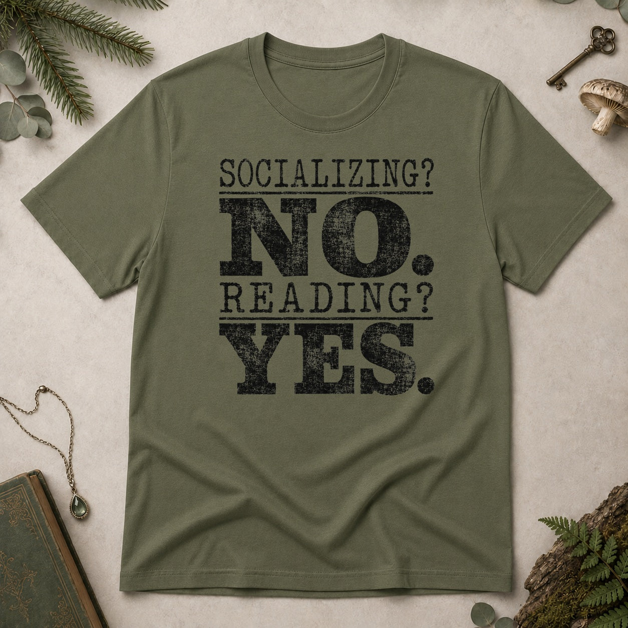 Socialising No T-Shirt - Military Green