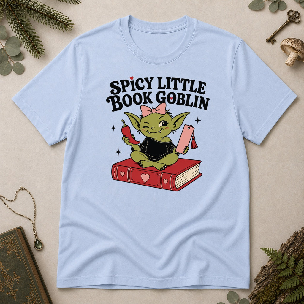 Spicy Little Book Goblin T-Shirt - Light Blue