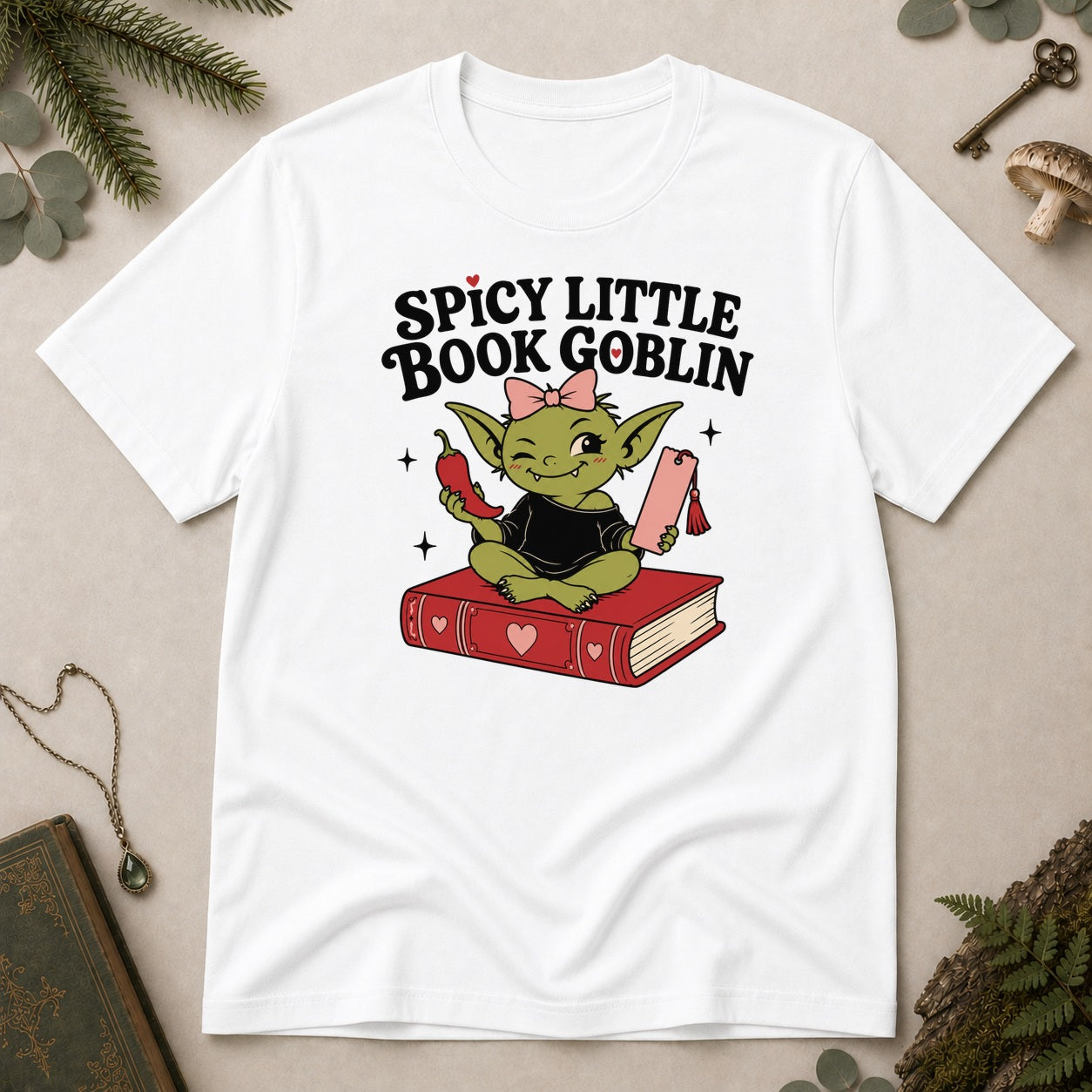 Spicy Little Book Goblin T-Shirt - White