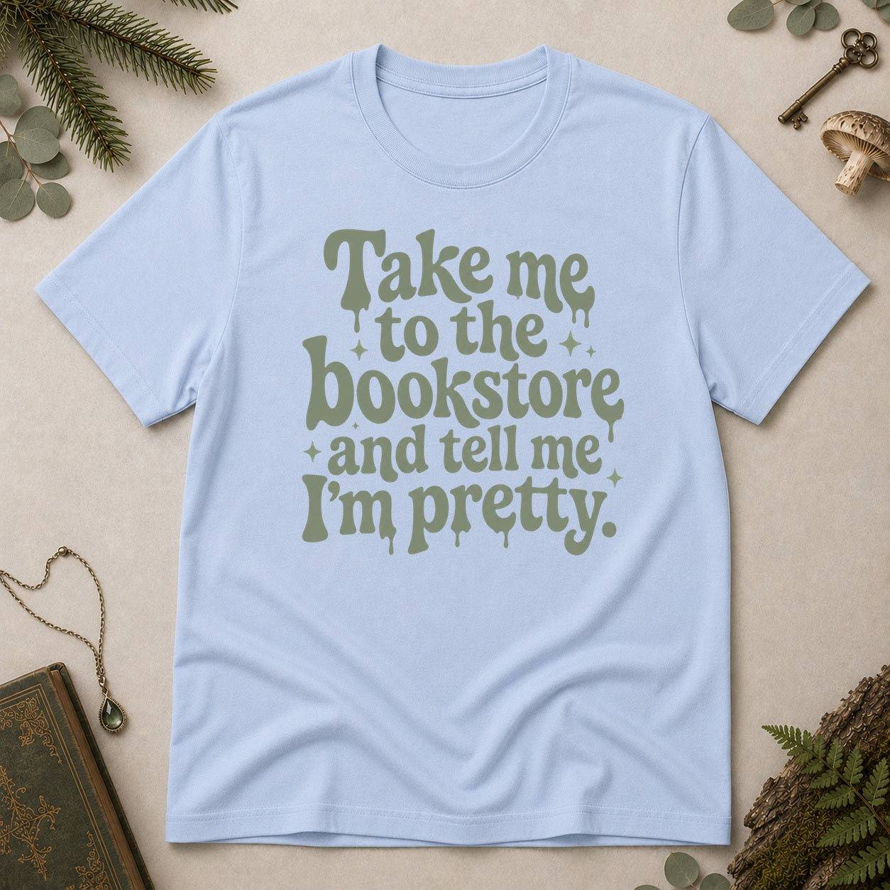 Take Me to the Bookstore T-Shirt - Light Blue