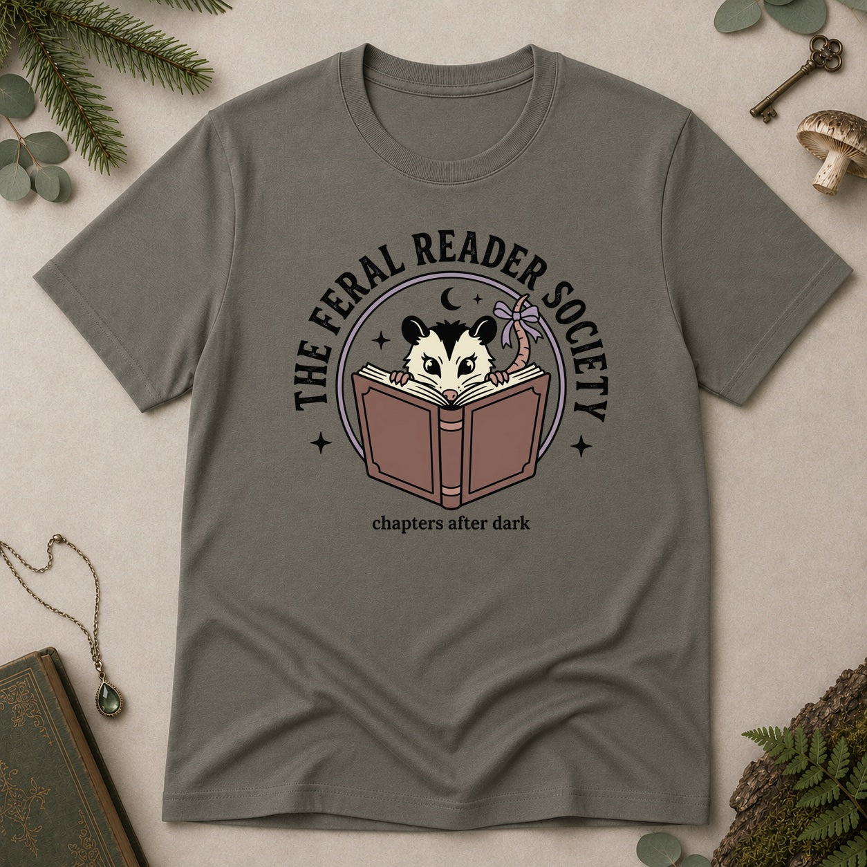 The Feral Reader Society T-Shirt - Charcoal