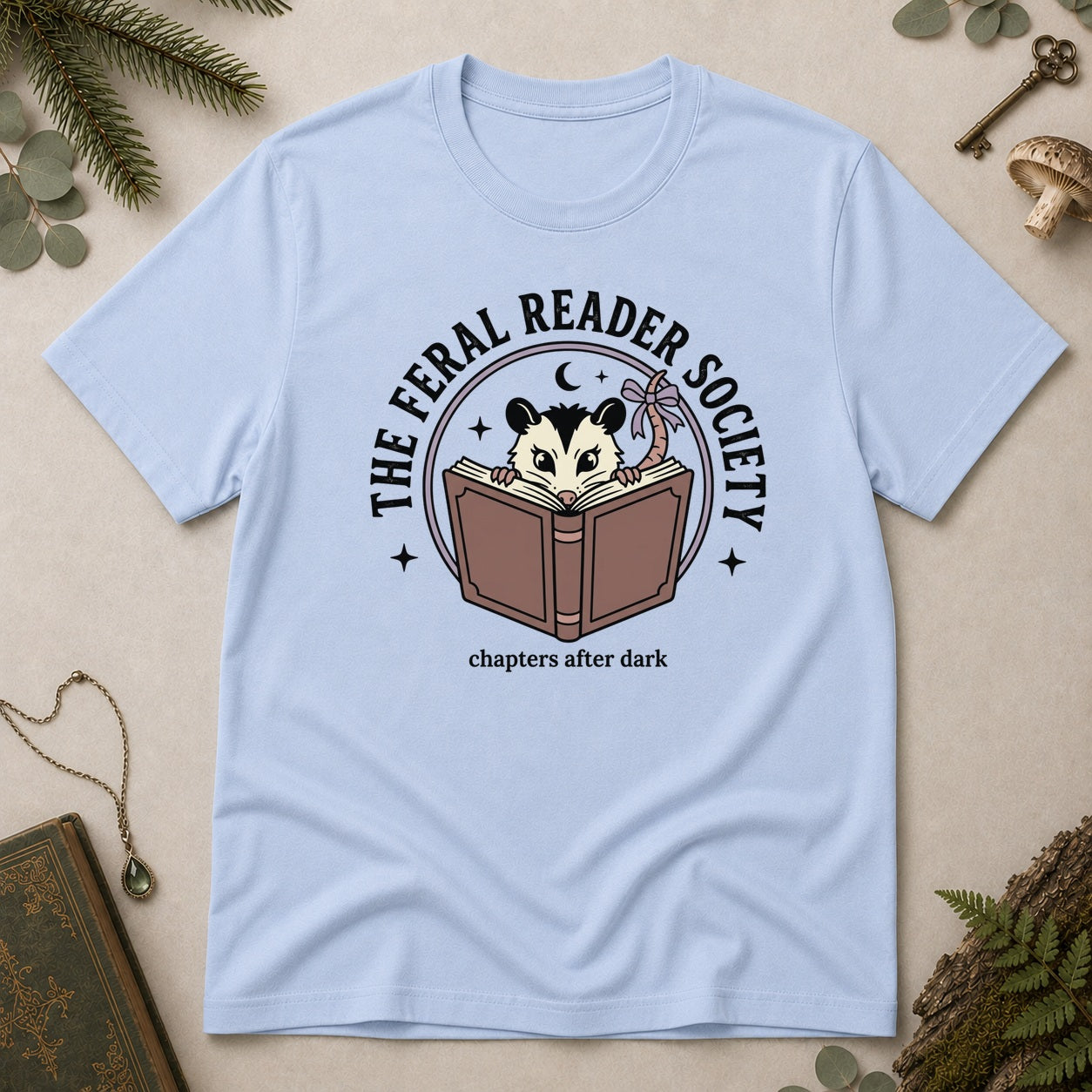 The Feral Reader Society T-Shirt - Light Blue