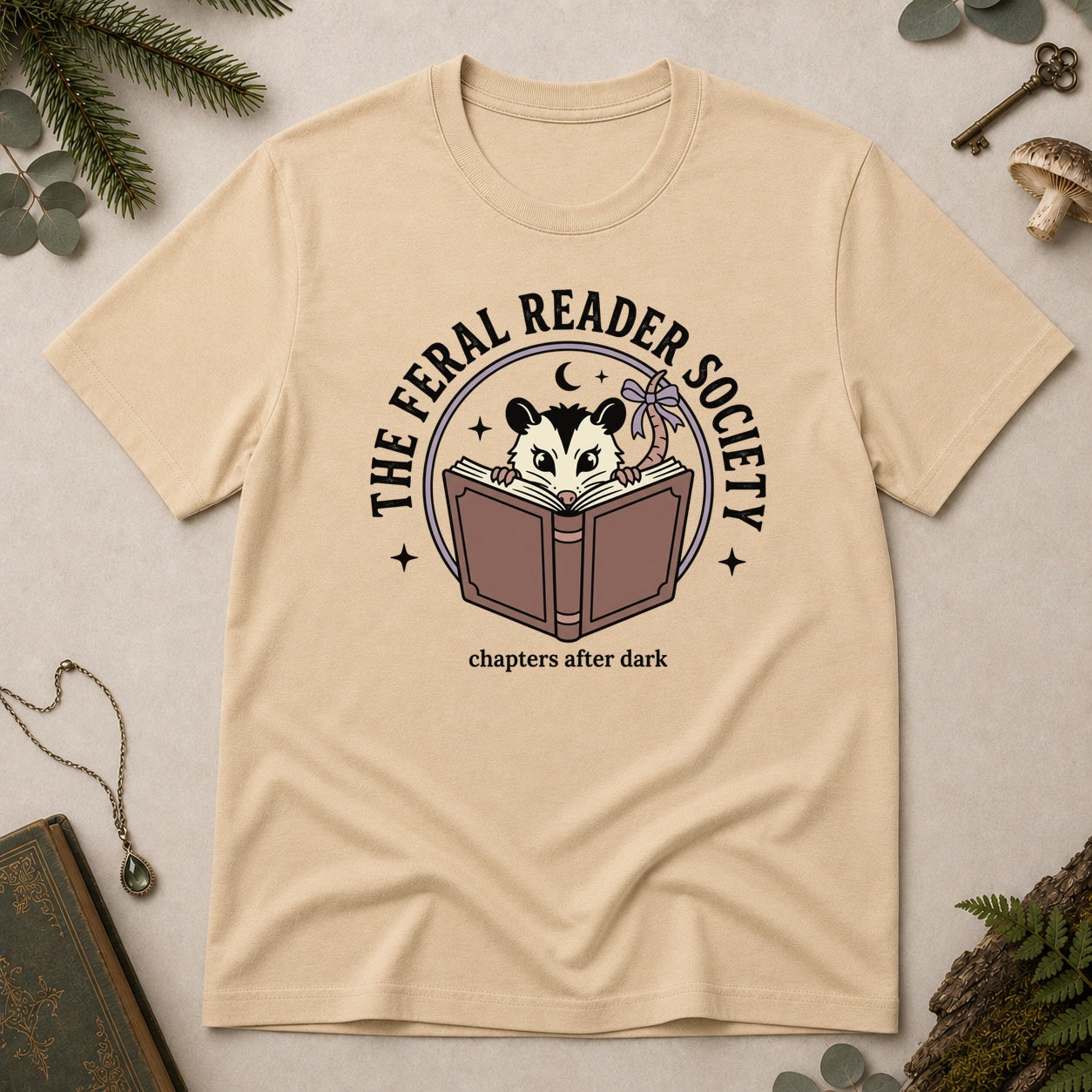 The Feral Reader Society T-Shirt - Sand
