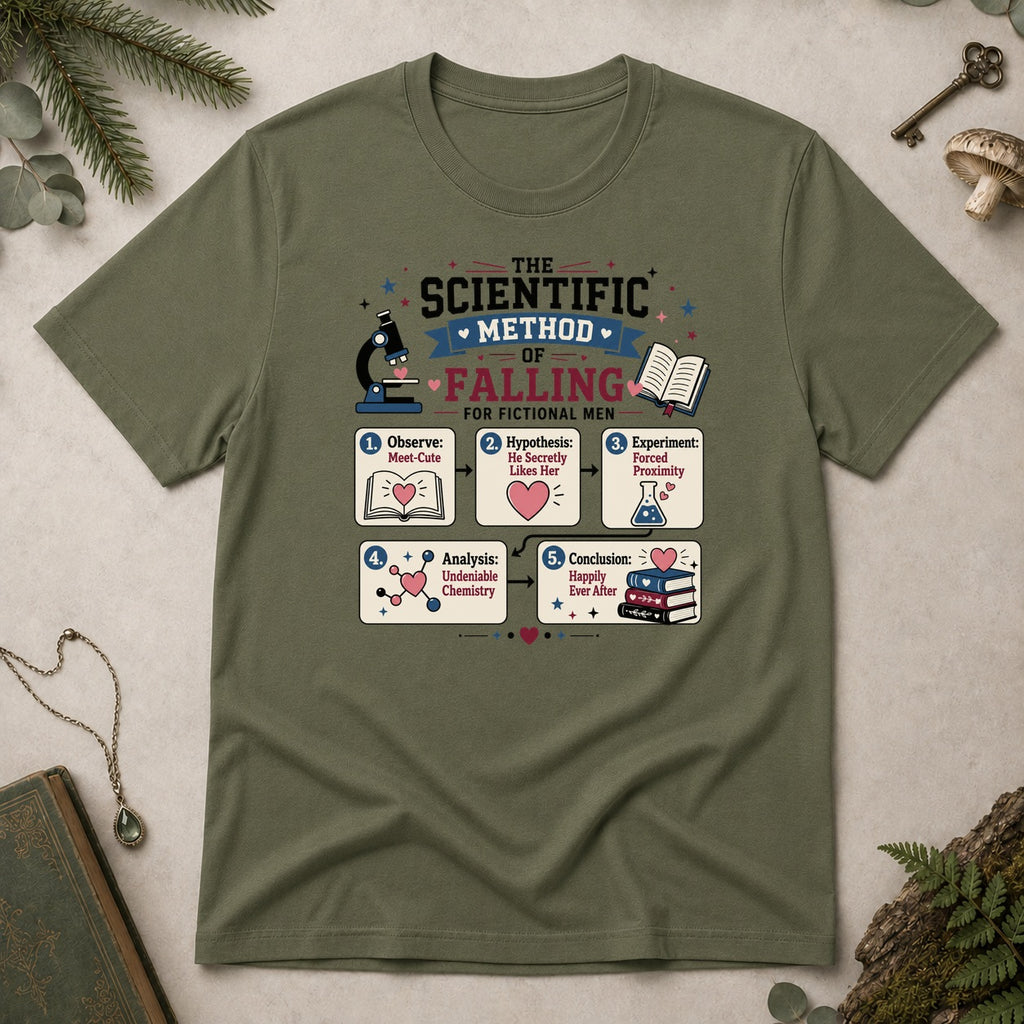 The Scientific Method of Falling for Fictional Men T-Shirt - Military Green