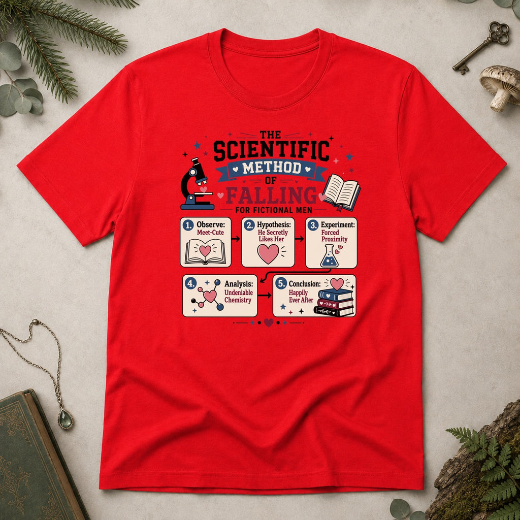 The Scientific Method of Falling for Fictional Men T-Shirt - Red