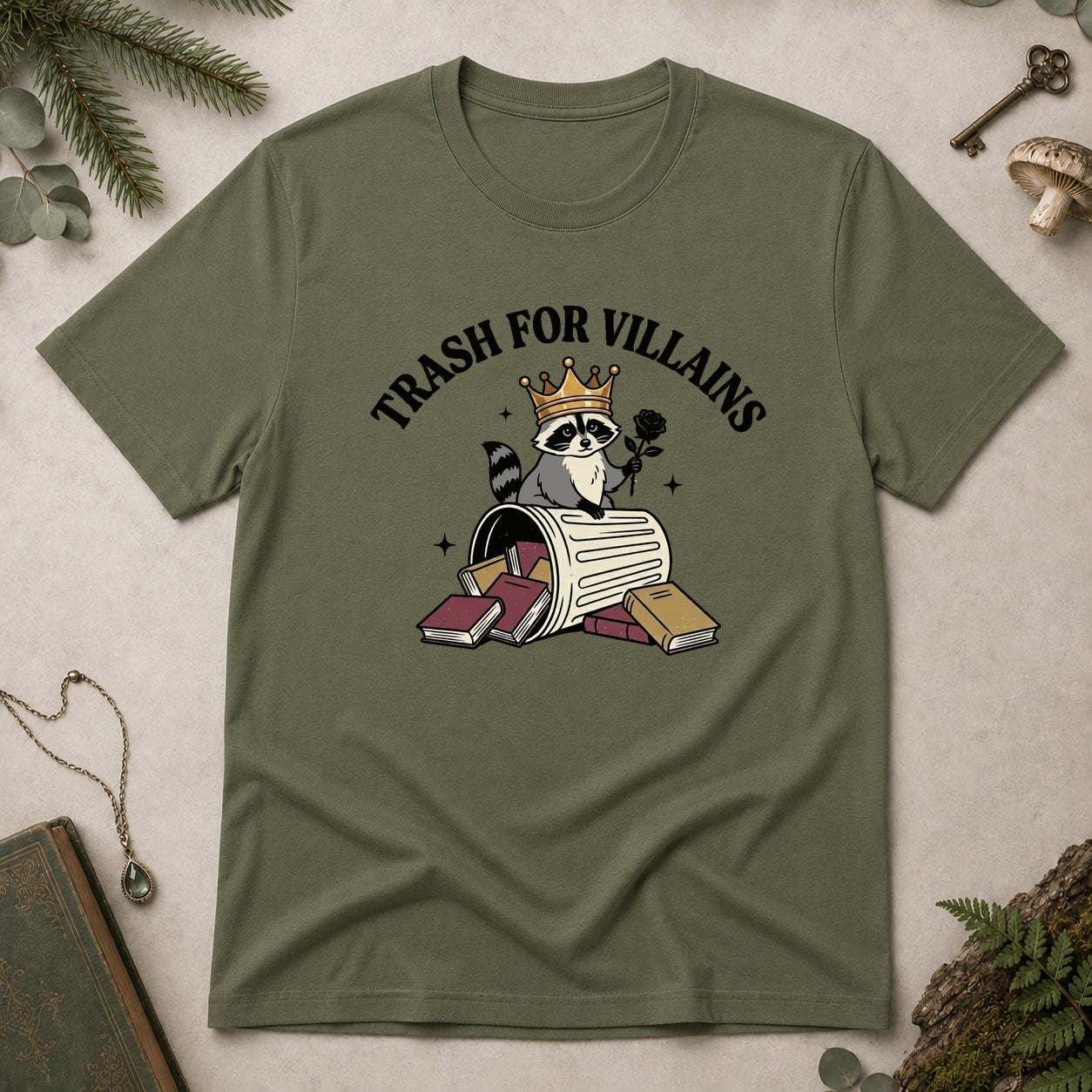 Trash for Villains T-Shirt - Military Green