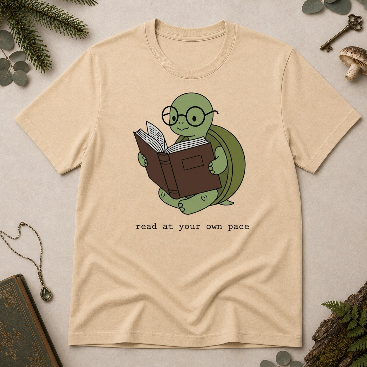 Turtle Read T-Shirt - Sand