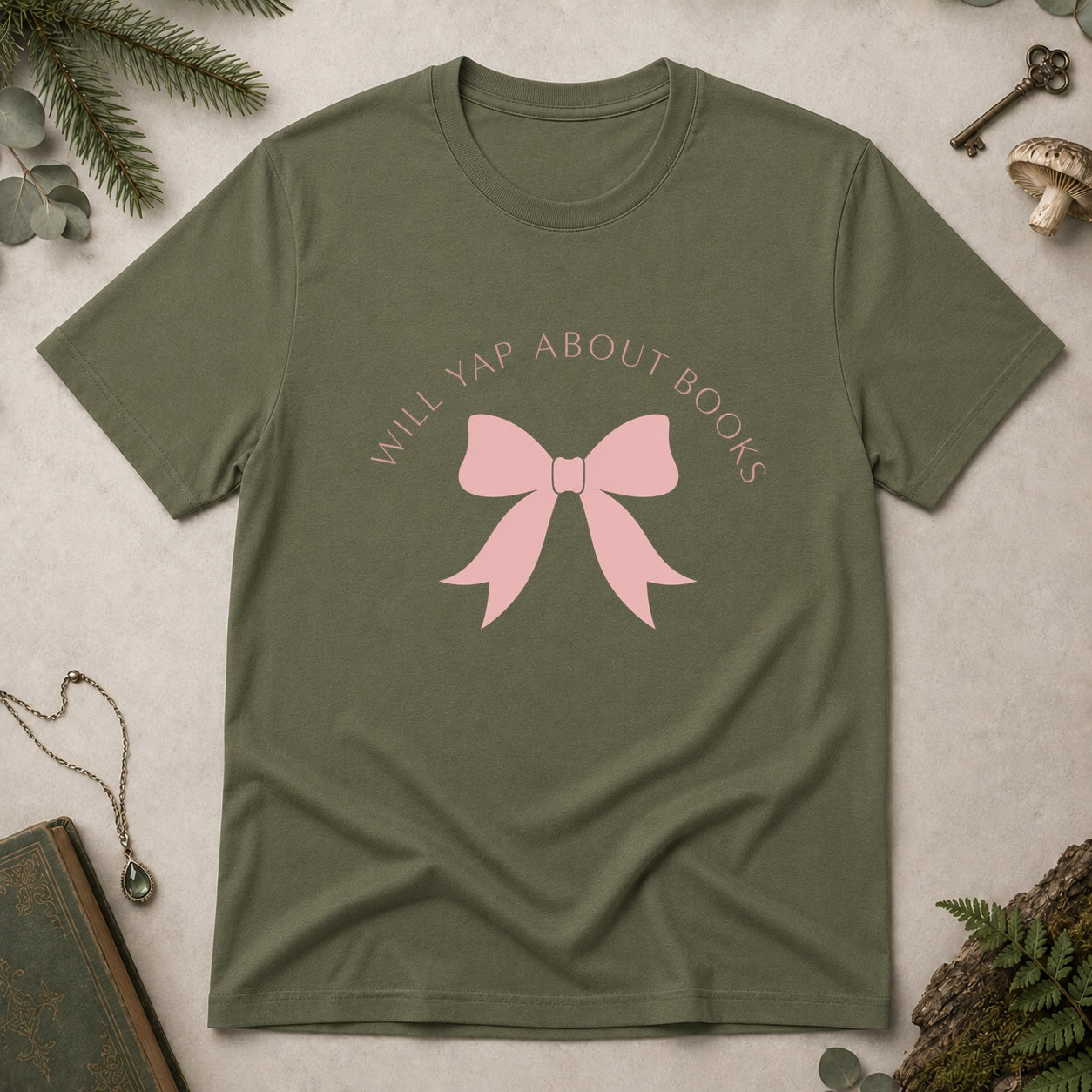 Will Yap About Books T-Shirt - Military Green